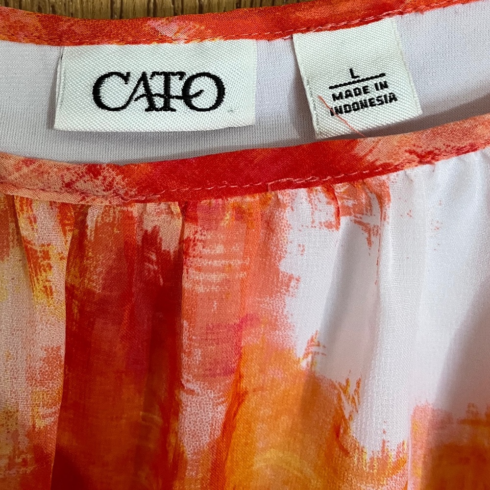 Cato Women’s Orange Multi Flutter Summer Top Size-L - Picture 3 of 5